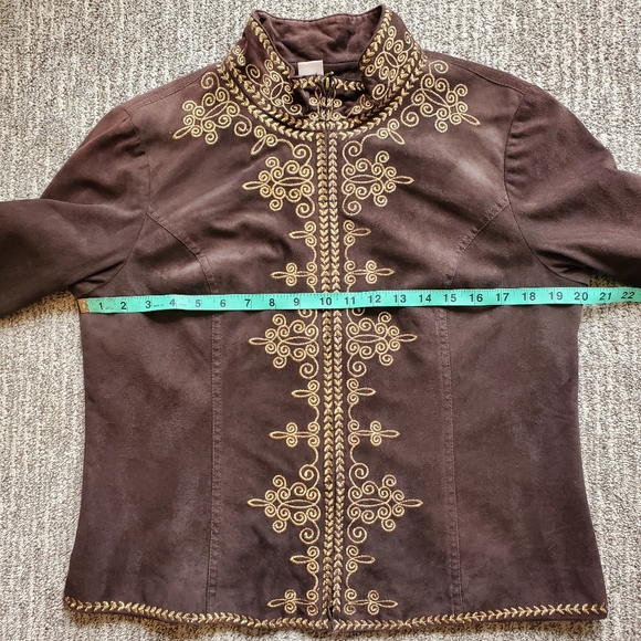 EUC Vintage Coldwater Creek Faux Suede Emboidered Lined Zipper Jacket Petite M - Picture 6 of 7